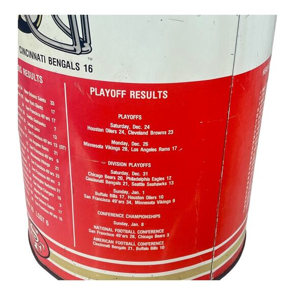 Vintage P&K San Francisco 49ers Metal TRASH CAN 19” Super Bowl XXIII Champions - Picture 14 of 16